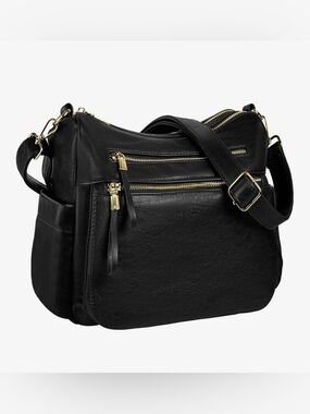 KOGTLA Black Crossbody Bag with Gold accents Medium Crossbody Hobo Purse